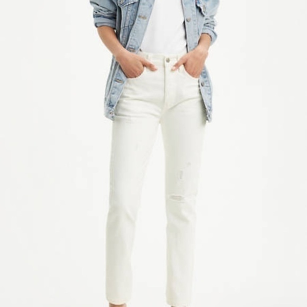 WOMEN’S PREMIUM LEVIS 501 SKINNY HIGH RISE WHITE SIZE 31 - Picture 7 of 8
